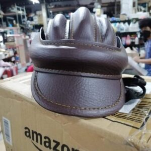 Brown Bike Helmet Vintage Retro Leathe
