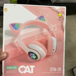 Cat Ear Bluetooth Headphones Wireless Gaming Headset with mic and noise cancellation microphone LED light